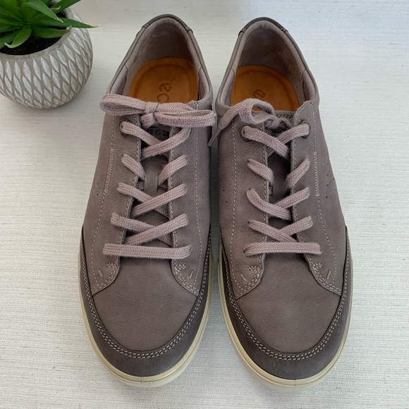 ECCO Soft Gray Leather Classic Long Lace Sneakers Men’s EU46 US12.5 - Picture 2 of 15